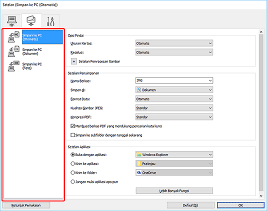 gambar: Kotak dialog Setelan